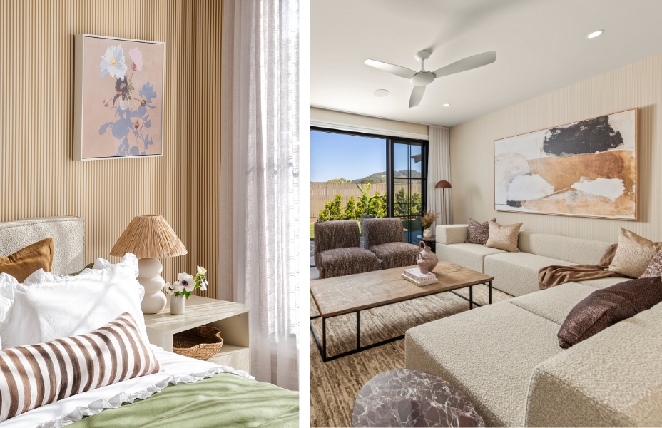 An image collage featuring two custom art pieces from our 542 Prize Home