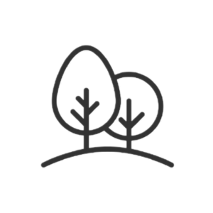 Icon of two trees on a hill
