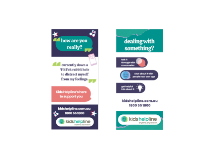 Two different DL flyers for teens about Kids Helpline