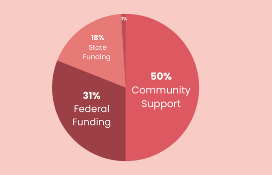 pie chart showing yourtown funding for kids helpline