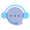 Illustration of speech bubble with a headset on